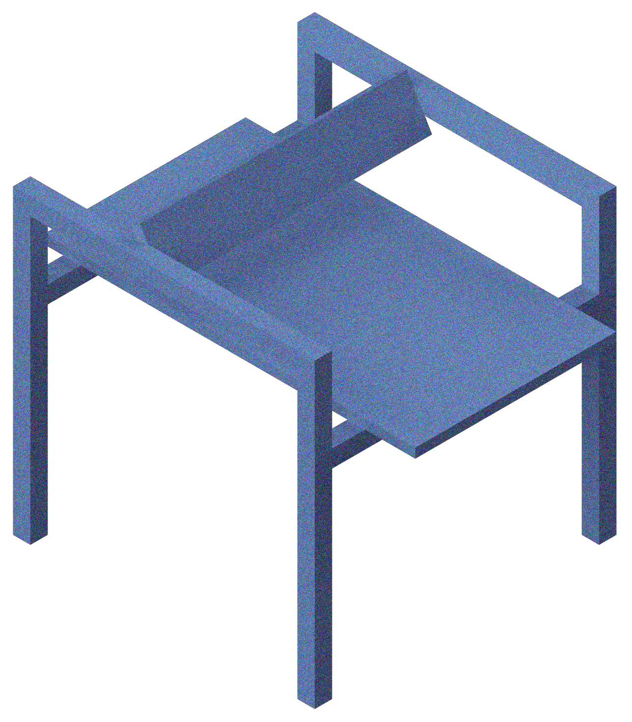 3D stylized rendering of the Box Chair