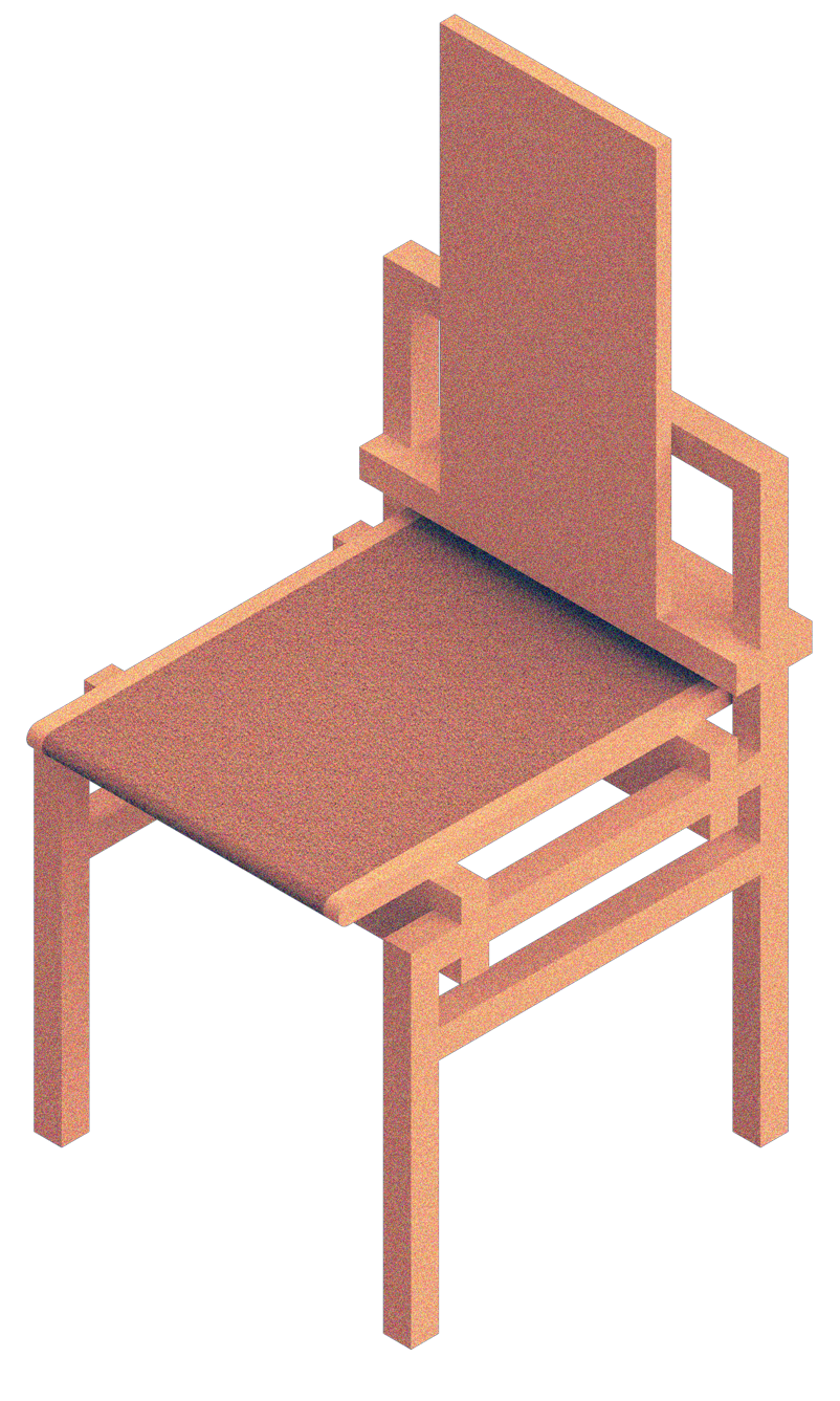 3D stylized rendering of the Tall Boy chair.