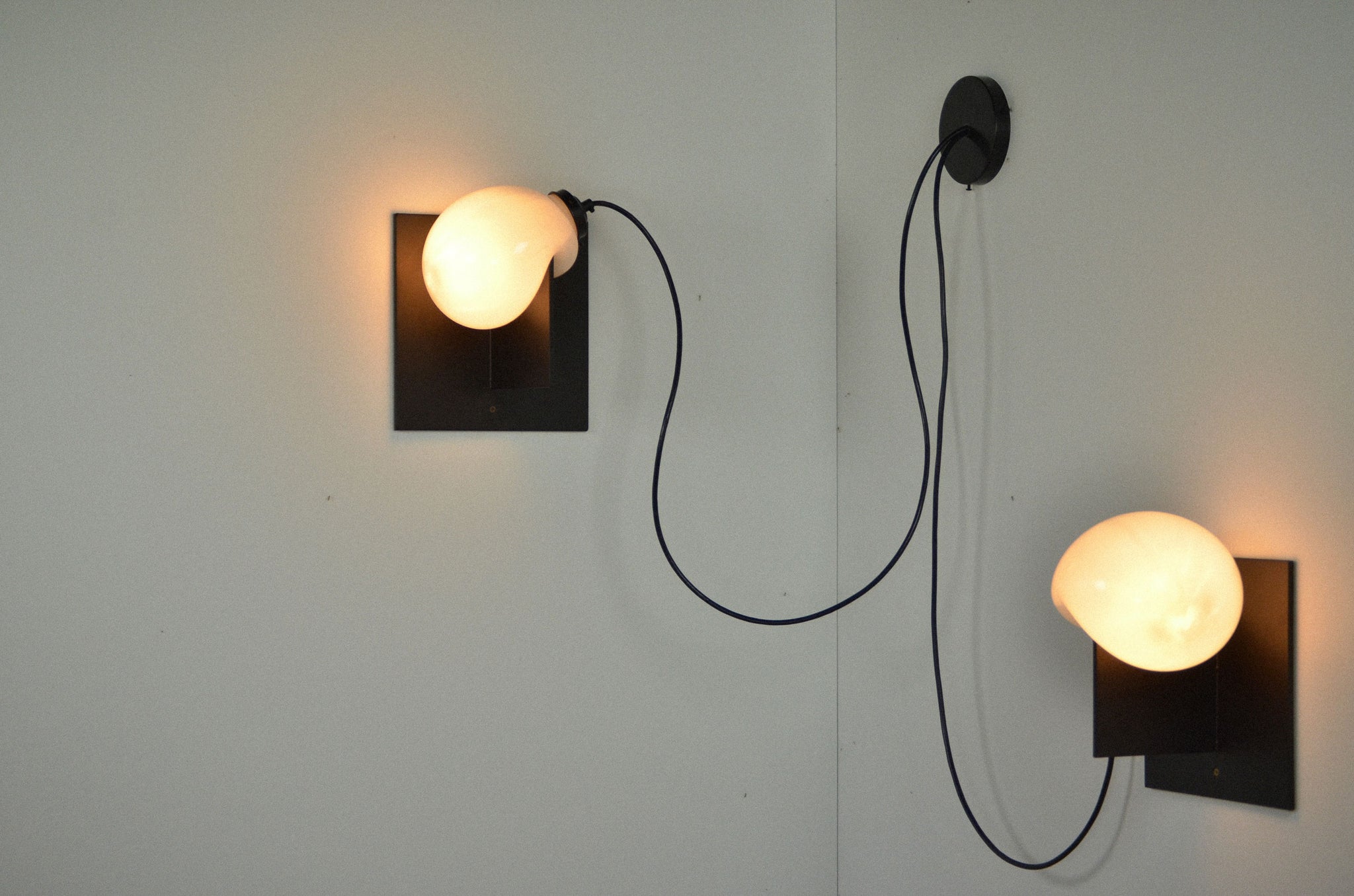 Two Bloop Sconces mounted on the wall in the corner